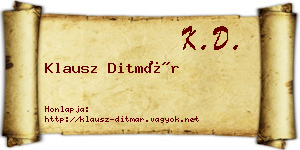 Klausz Ditmár névjegykártya